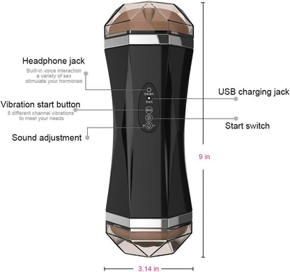Rechargeable Male Masturbator Cup 8 Vibration Modes USB Waterproof Stroker Voice Sound