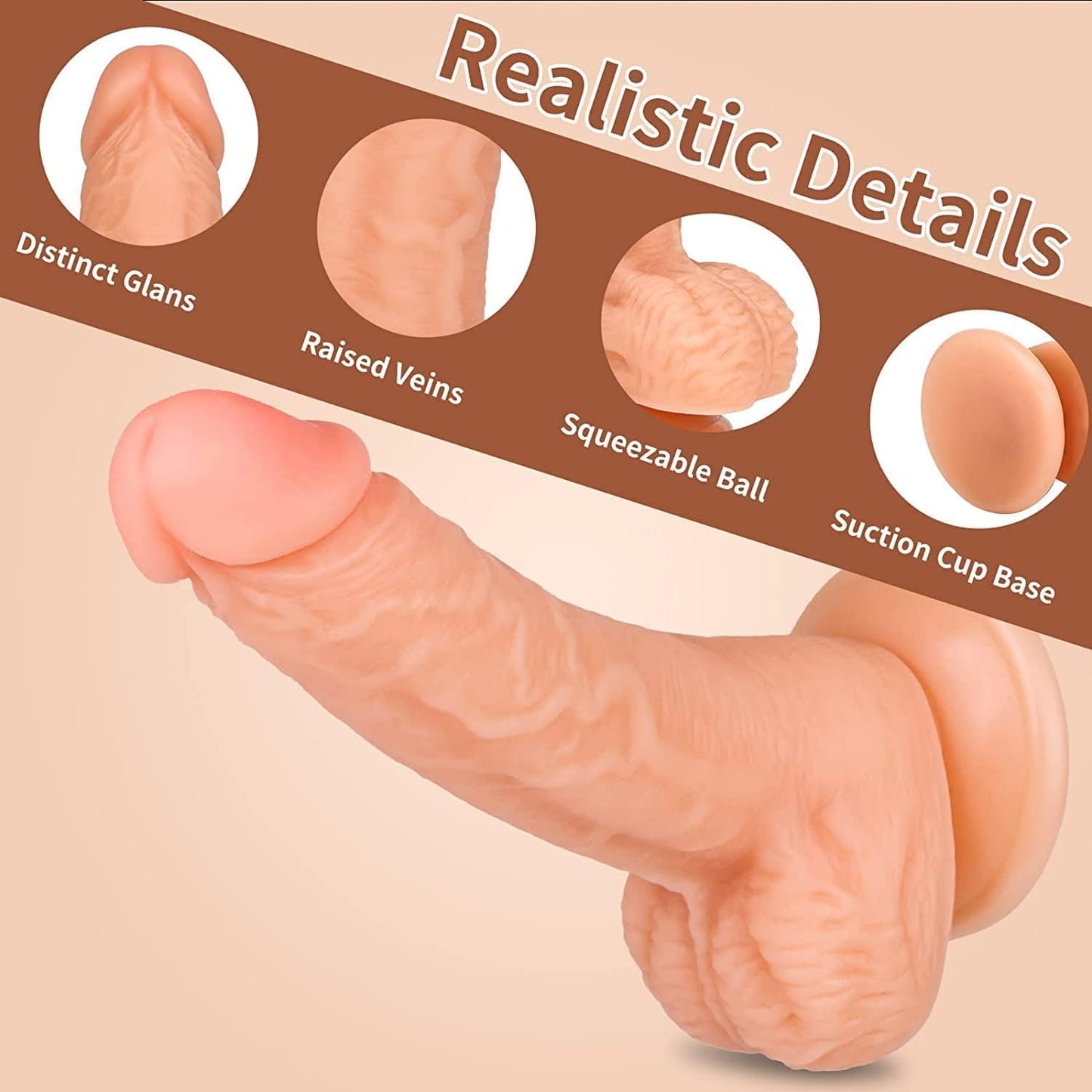 10 Inch Super Big Realistic Dildo Sex Toys for Man Women, Meaty Real Skin Silicone Dildos with Strong Suction Cup Dual Density for G-Spot & Prostate Stimulation, Adult Sex Toy Hands-Free Play