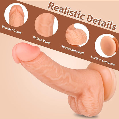 10 Inch Super Big Realistic Dildo Sex Toys for Man Women, Meaty Real Skin Silicone Dildos with Strong Suction Cup Dual Density for G-Spot & Prostate Stimulation, Adult Sex Toy Hands-Free Play