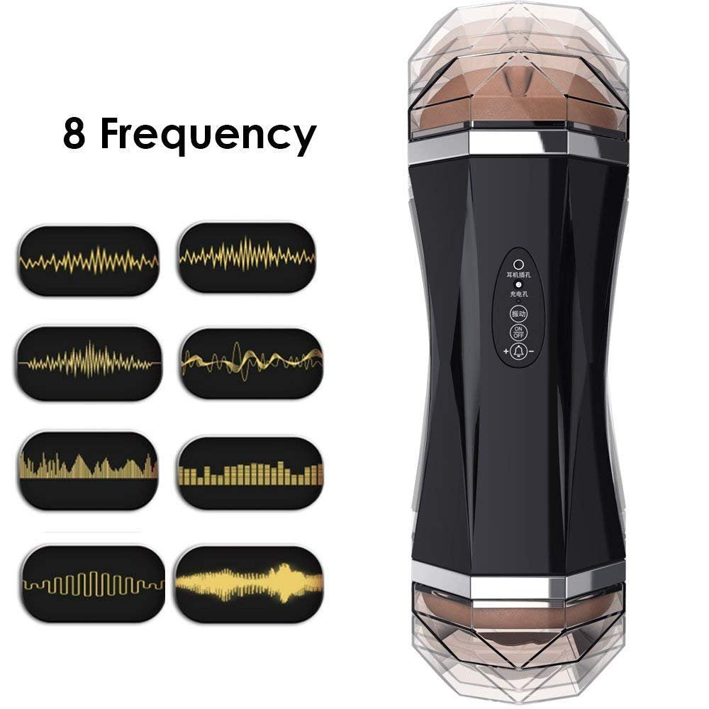 Rechargeable Male Masturbator Cup 8 Vibration Modes USB Waterproof Stroker Voice Sound