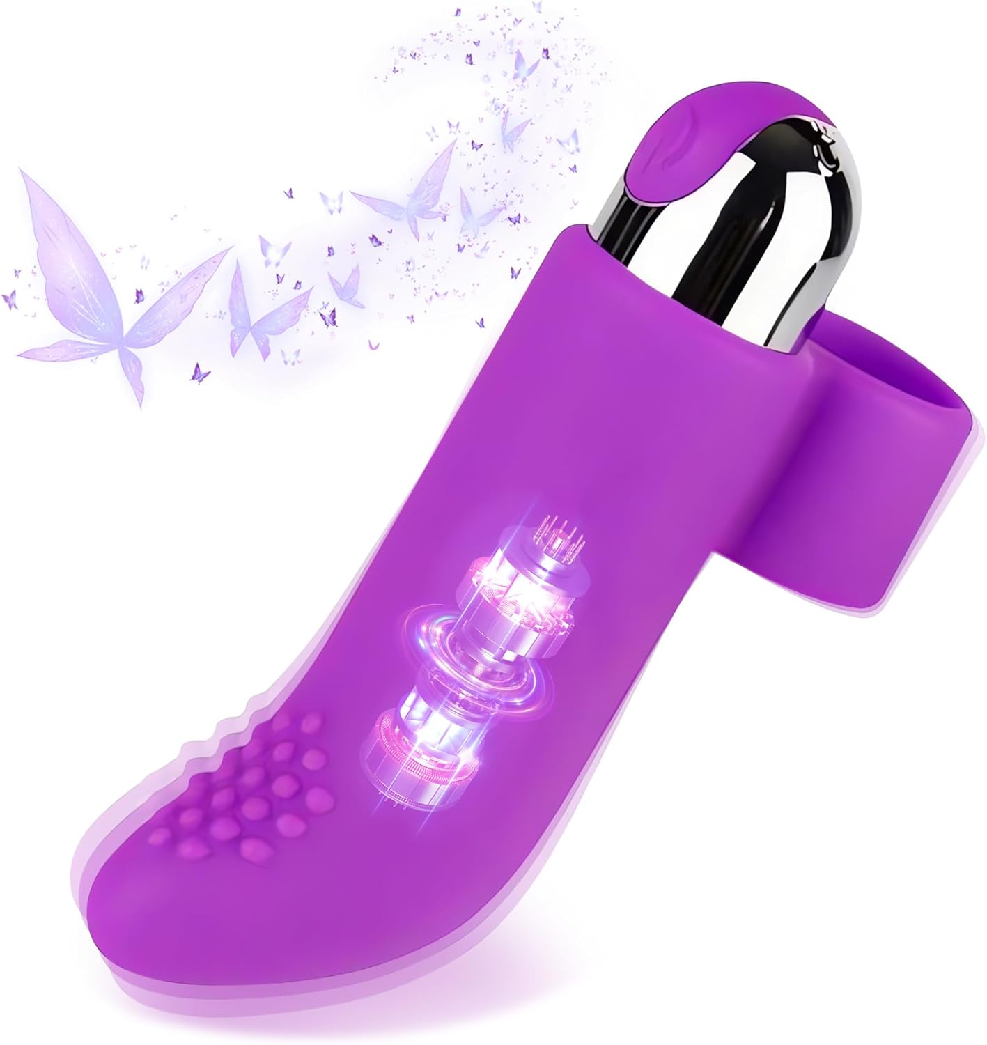 USB Rechargeable Finger Vibrator IPX7 Waterproof Mini Bullet Massager 10 Modes Purple