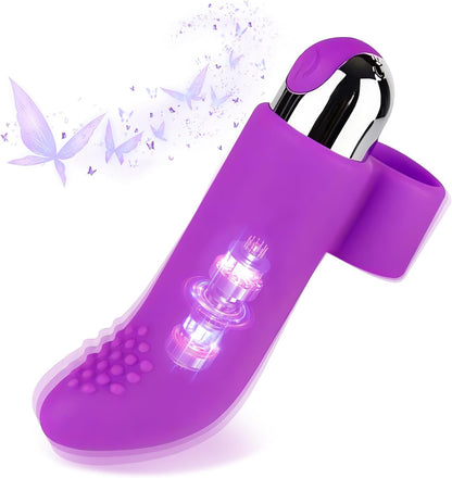 USB Rechargeable Finger Vibrator IPX7 Waterproof Mini Bullet Massager 10 Modes Purple