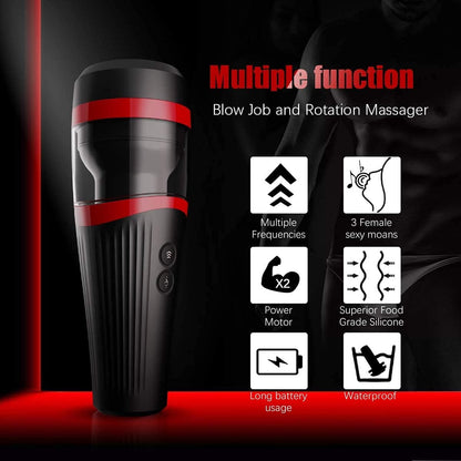 Male Personal Massager Cup 7 Thrusting Modes Textured TPE Sleeve Suction USB Recharge