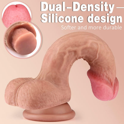 10 Inch Super Big Realistic Dildo Sex Toys for Man Women, Meaty Real Skin Silicone Dildos with Strong Suction Cup Dual Density for G-Spot & Prostate Stimulation, Adult Sex Toy Hands-Free Play