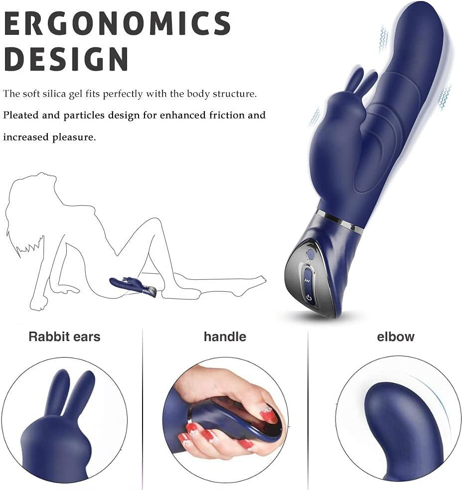 G-spot Rabbit Vibrator Sex Toys, Realistic Dildo Vibrators for Dual Clitoral Stimulation, Waterproof Flexible Silicone Adult Sex Toy with 10x10 Powerful Vibrations for Women or Couple