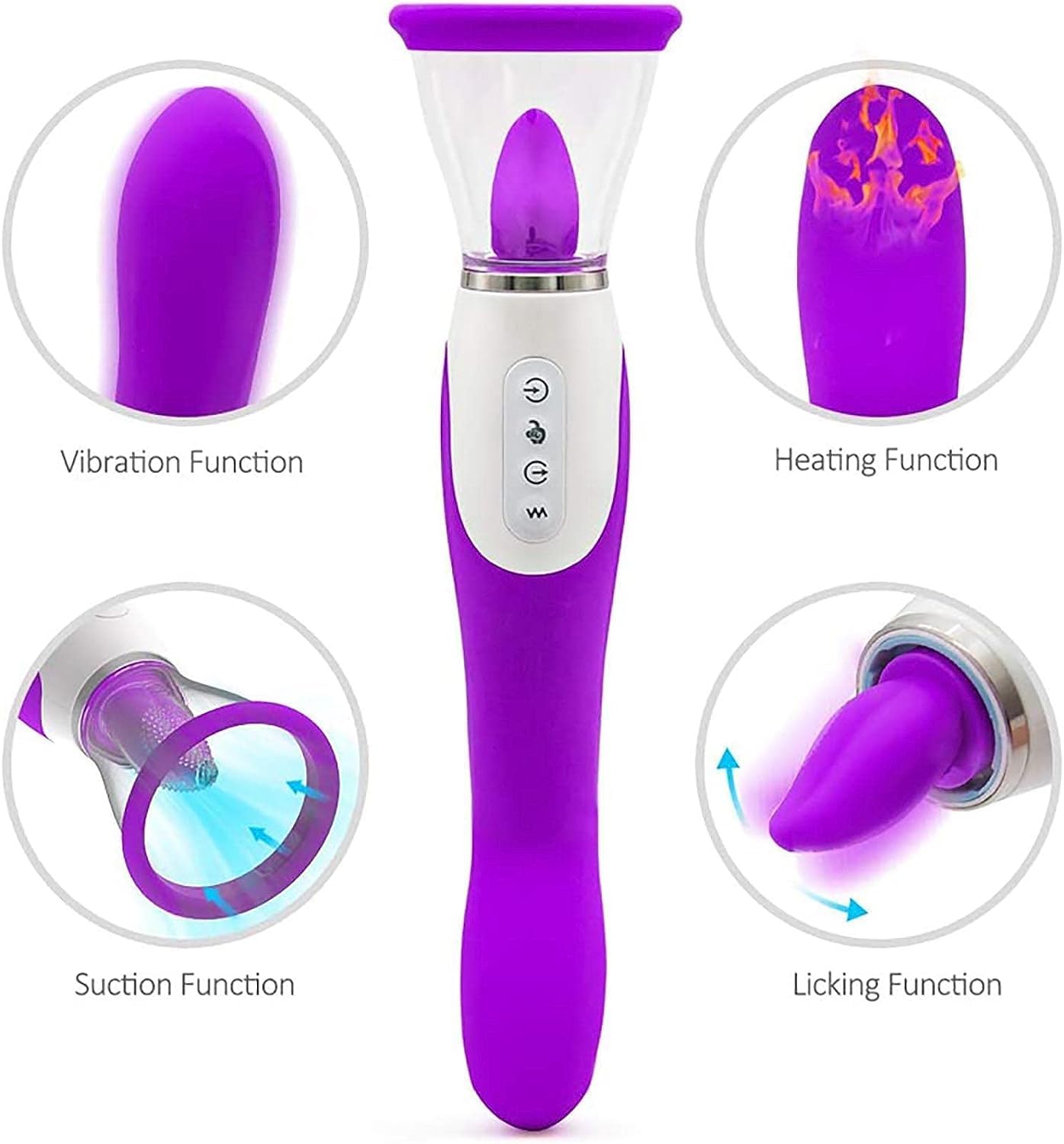 3 in 1 Rechargeable Personal Massager Suction Vibration Motion 7 Modes Purple