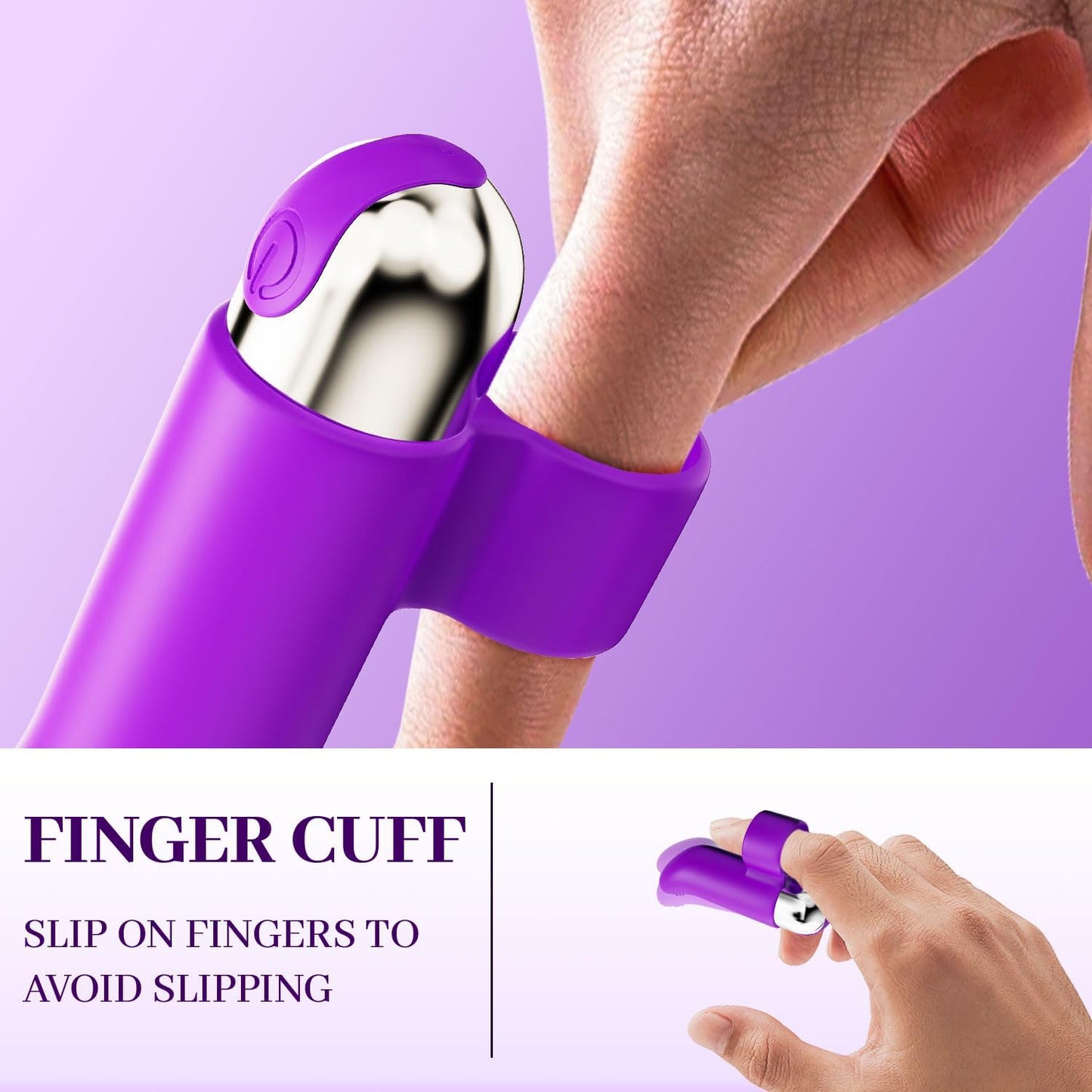 USB Rechargeable Finger Vibrator IPX7 Waterproof Mini Bullet Massager 10 Modes Purple