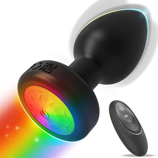 Remote Control Vibrating Anal Plug 7 Modes LED Light USB Rechargeable Silicone