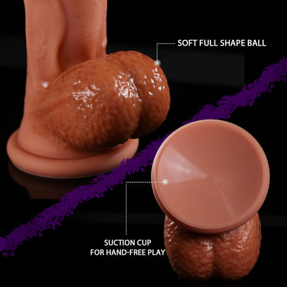 14. Inch Realistic Silicone Dildo with Suction Base | Extra Thick 2.6" Dual Density Design, 11" Insertable | Waterproof Body-Safe Adult Toy, Textured Hands-Free Pleasure Dildo