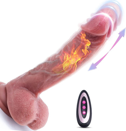 Thrusting Dildo Vibrator with Vibrating & Heating, Soft Realistic Silicone Anal Dildos for Clit G-spot Stimulation, Remote Control Dildo with Strong Suction Cup, Adult Sex Toys for Women Couple, 8.5''