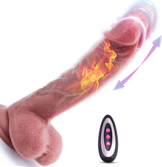 Remote Control Thrusting Rotating Vibrating Heated Dildo Suction Cup USB Rechargeable