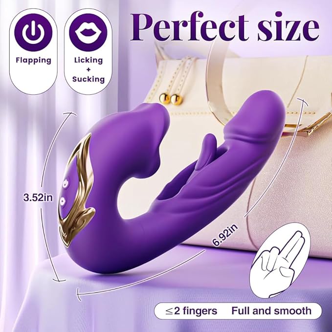 3 in 1 Rechargeable Personal Massager Suction Thrust Vibration Waterproof Purple