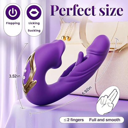 3 in 1 Rechargeable Personal Massager Suction Thrust Vibration Waterproof Purple