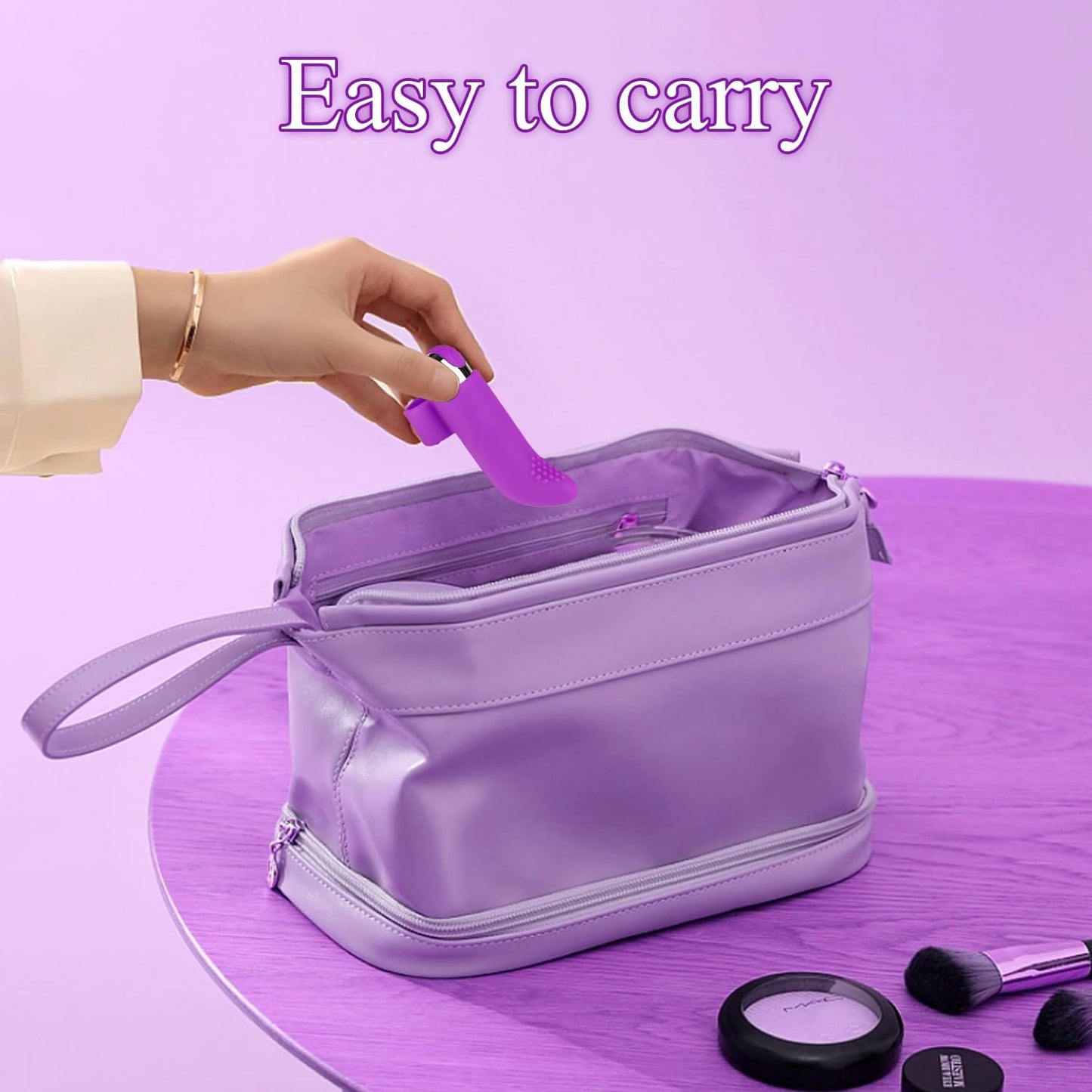 USB Rechargeable Finger Vibrator IPX7 Waterproof Mini Bullet Massager 10 Modes Purple