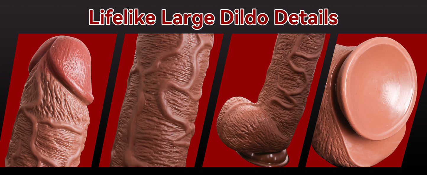 17 Inch Huge Thick Dildo, Realistic Big Dildo with Full Shaped Balls, Dual Density Silicone Dildos with Suction Cup and Soft Flexible Shaft, Monster Dildo G Spot Penis Adult Sex Toys for Women