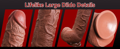 17 Inch Huge Thick Dildo, Realistic Big Dildo with Full Shaped Balls, Dual Density Silicone Dildos with Suction Cup and Soft Flexible Shaft, Monster Dildo G Spot Penis Adult Sex Toys for Women