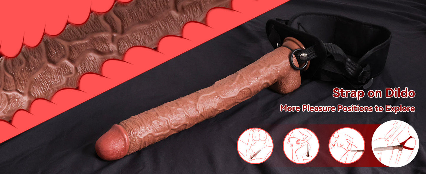 17 Inch Huge Thick Dildo, Realistic Big Dildo with Full Shaped Balls, Dual Density Silicone Dildos with Suction Cup and Soft Flexible Shaft, Monster Dildo G Spot Penis Adult Sex Toys for Women