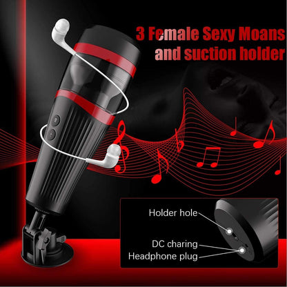 Male Personal Massager Cup 7 Thrusting Modes Textured TPE Sleeve Suction USB Recharge