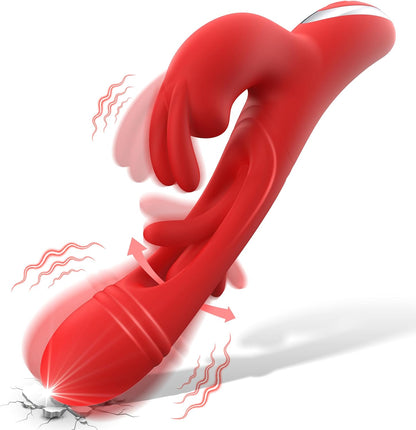 Thrusting Rabbit Vibrator G Spot Sex Toys, Waterproof & Rechargeable Realistic Silicone Dildo Vibrator with 3 Thrusting & 10 Vibrating Modes, Thick Pink Dildo for Women, Clit Stimulator