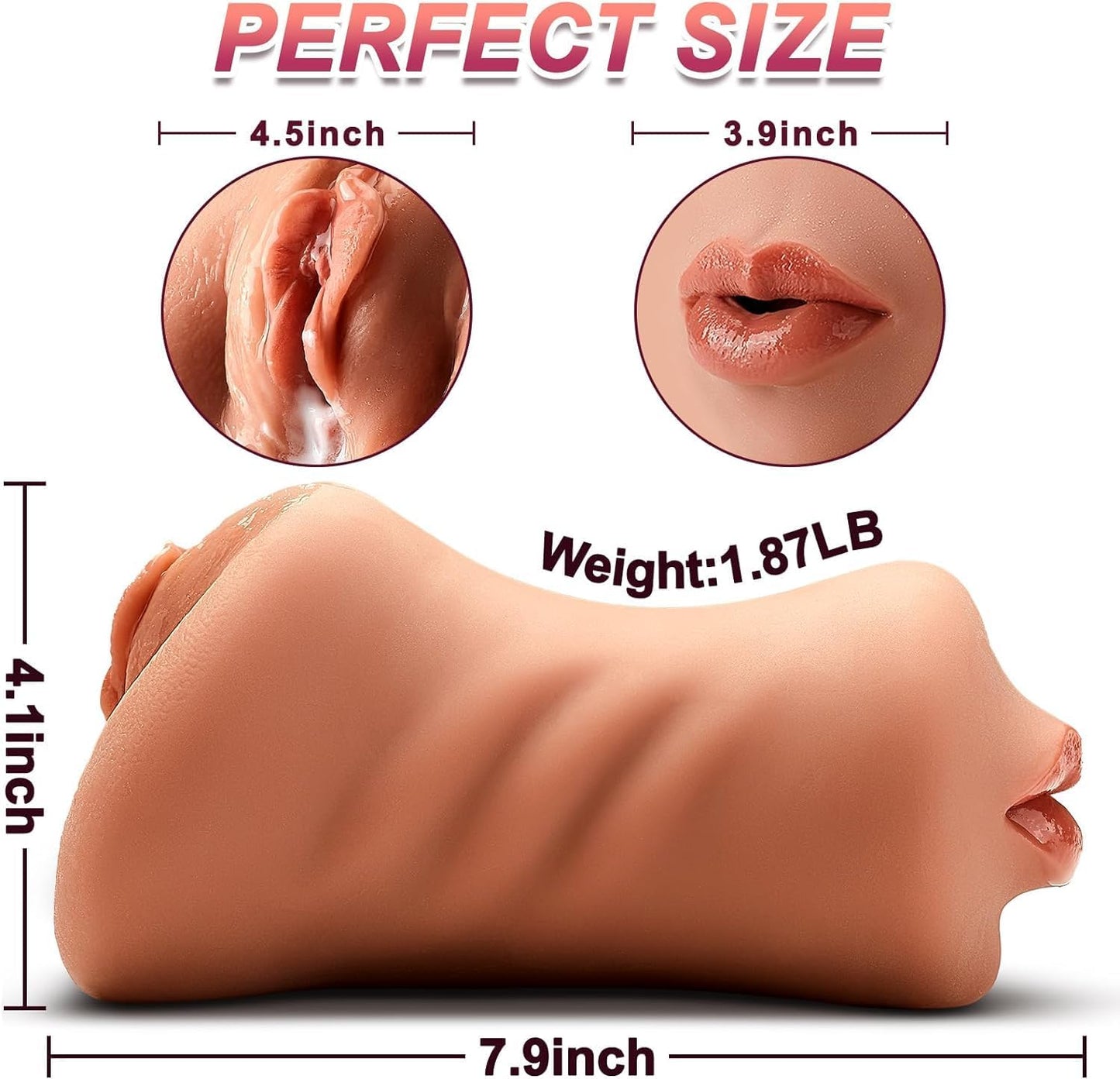 3 in 1 Male Masturbator Realistic Stroker Cup TPE Soft Washable Adult Toy Discreet