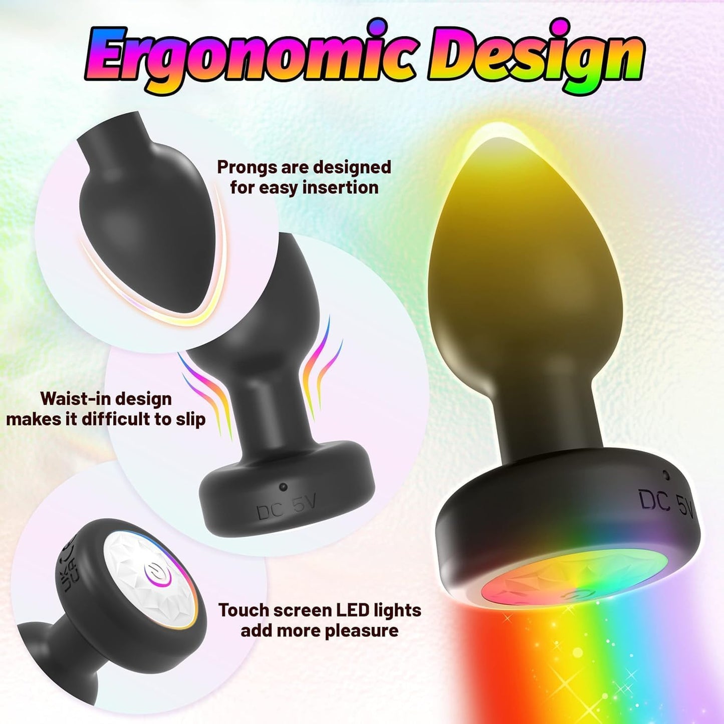 Remote Control Vibrating Anal Plug 7 Modes LED Light USB Rechargeable Silicone