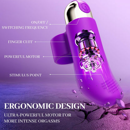 USB Rechargeable Finger Vibrator IPX7 Waterproof Mini Bullet Massager 10 Modes Purple