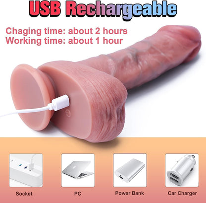 Thrusting Dildo Vibrator with Vibrating & Heating, Soft Realistic Silicone Anal Dildos for Clit G-spot Stimulation, Remote Control Dildo with Strong Suction Cup, Adult Sex Toys for Women Couple, 8.5''