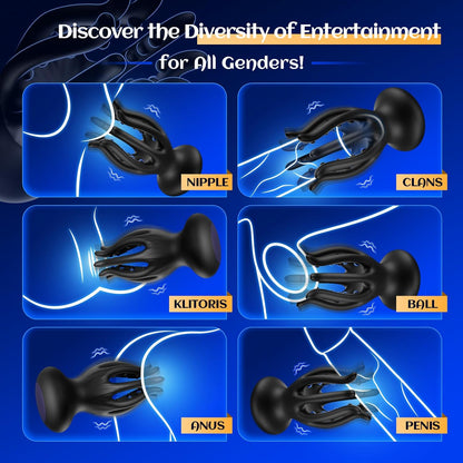 Blue Octopus Vibrator – Waterproof Silicone + ABS, USB Rechargeable, 10 Vibration Modes, Quiet Powerful Unisex Massager