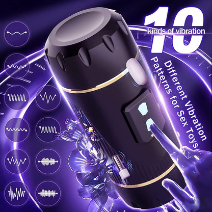 Automatic Male Masturbator Cup USB Rechargeable Vibrating Masturbation Sleeve 10 Modes