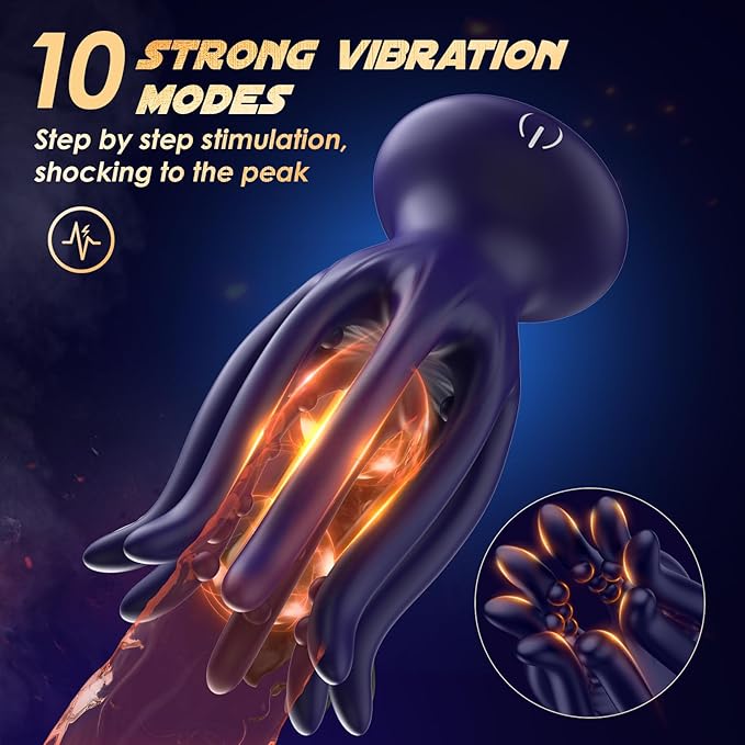 Blue Octopus Vibrator – Waterproof Silicone + ABS, USB Rechargeable, 10 Vibration Modes, Quiet Powerful Unisex Massager