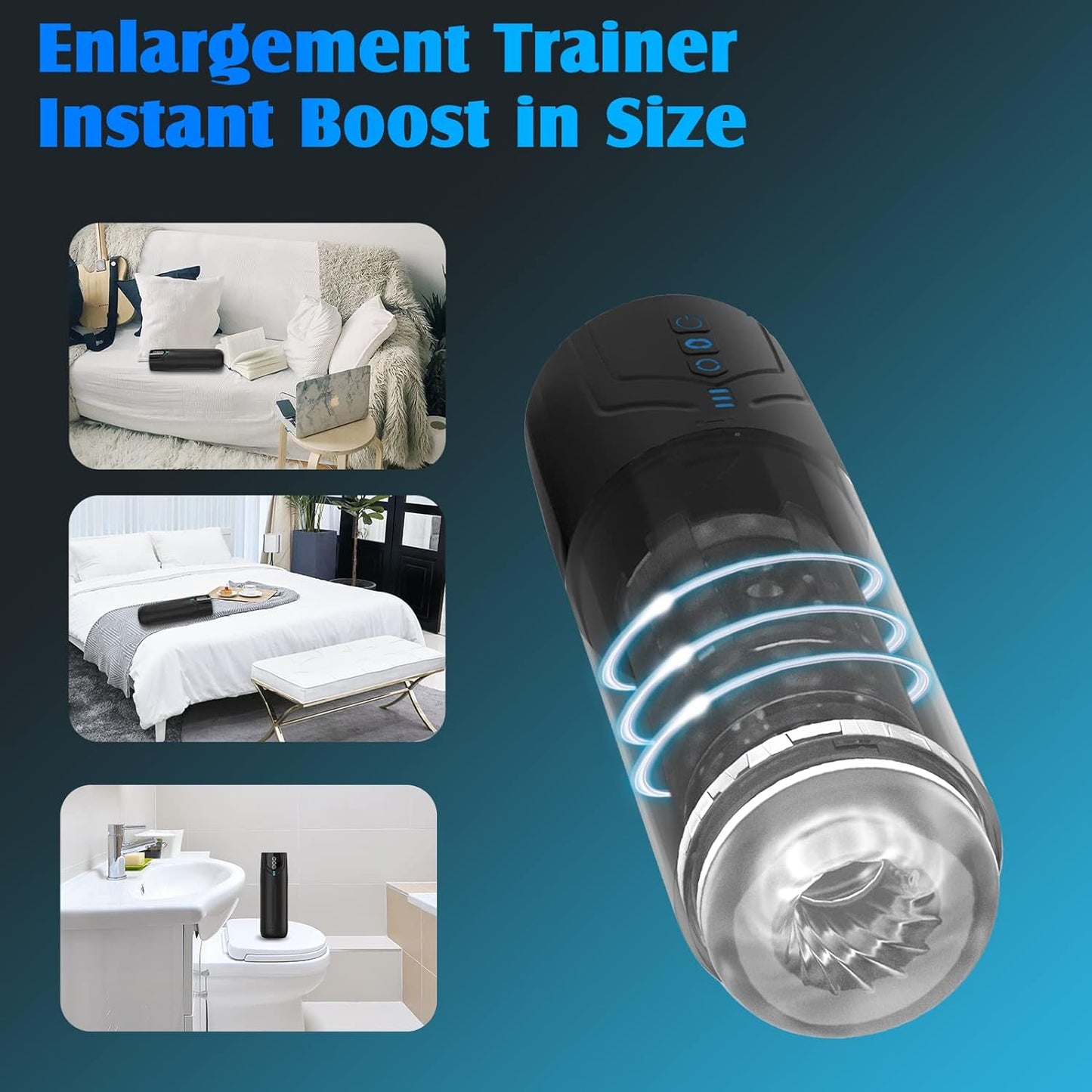 2 in 1 Male Wellness Massager Suction Rotating Vibration USB Rechargeable IPX7