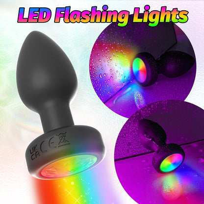 Remote Control Vibrating Anal Plug 7 Modes LED Light USB Rechargeable Silicone
