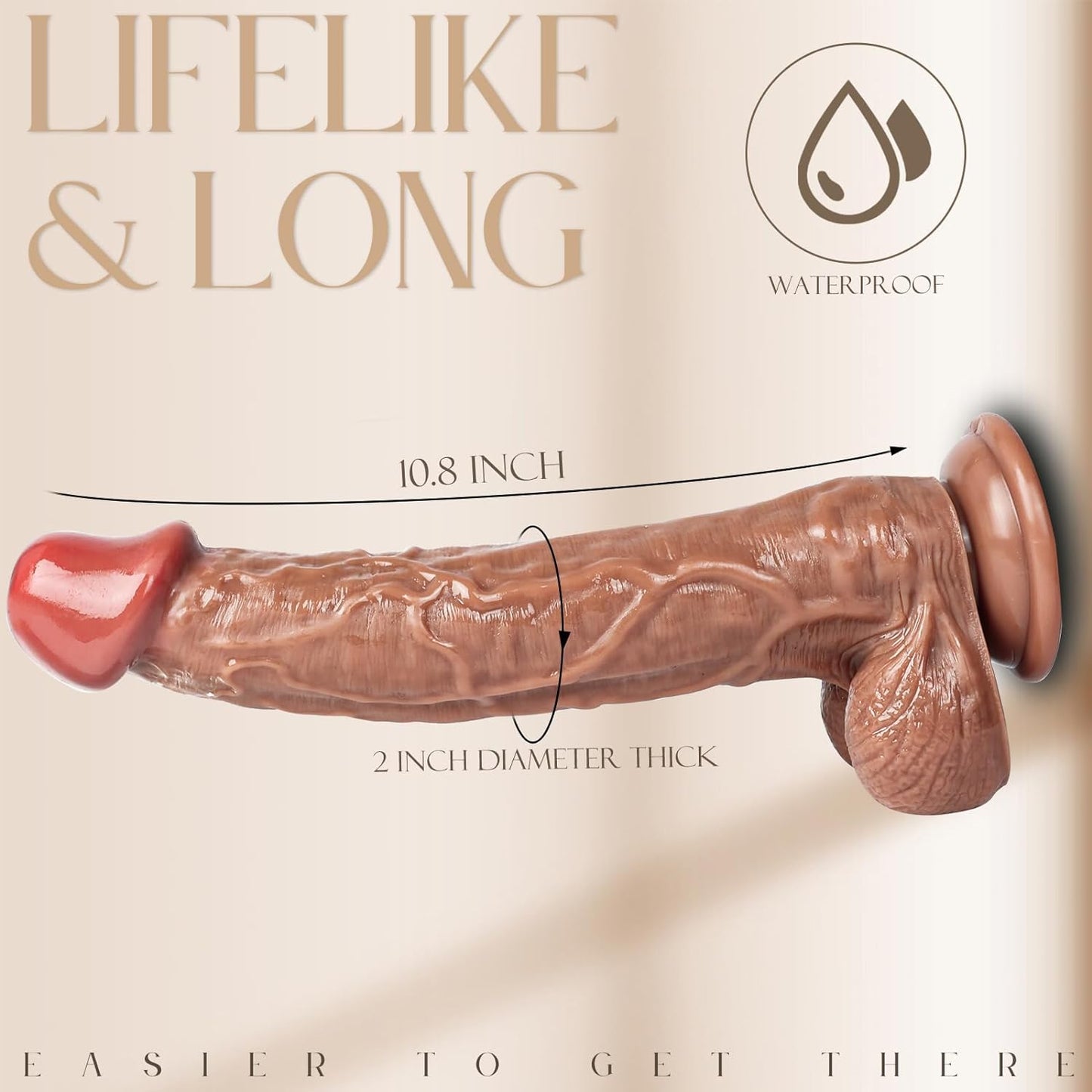 Extra Large Realistic Dildo with Suction Cup Soft Flexible Waterproof 10.8in