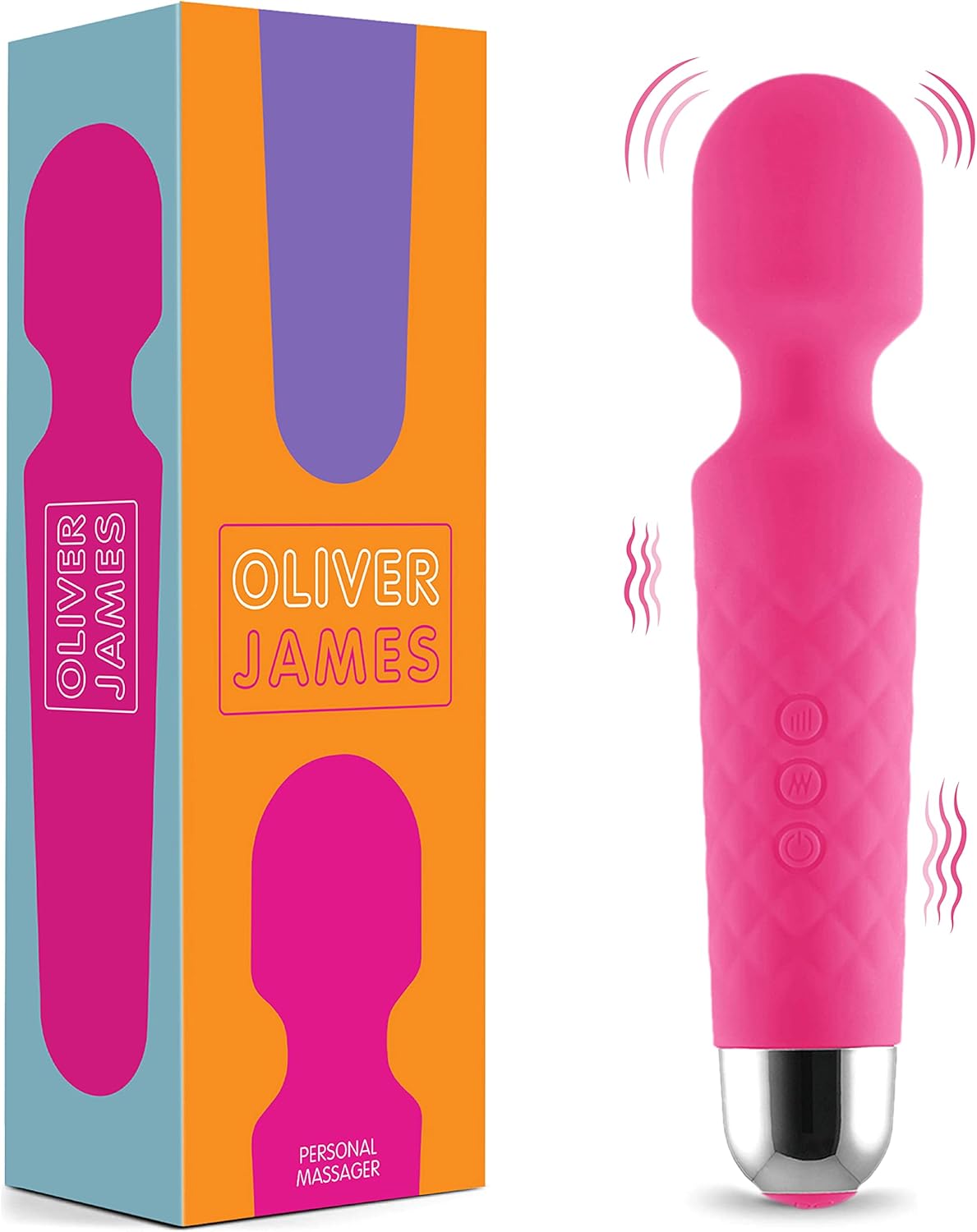 Rechargeable Wand Vibrator with 20 Stimulating Modes & 8 Powerful Speeds - Adult Sex Toys for Couple Waterproof Wands for Adults in Safe Silicone - Quiet Small & Slim Vibrating Magic Wand