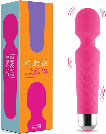 Rechargeable Wand Vibrator with 20 Stimulating Modes & 8 Powerful Speeds - Adult Sex Toys for Couple Waterproof Wands for Adults in Safe Silicone - Quiet Small & Slim Vibrating Magic Wand