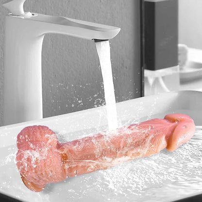 Realistic Dildo 8.5 Inch – Dual Silicone Dildo with Curved Design for G-Spot & Anal Play, Strong Suction Cup Base, Hands-Free Adult Toy for Women, Men & Couples
