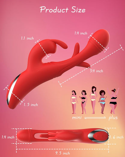 Thrusting Rabbit Vibrator G Spot Sex Toys, Waterproof & Rechargeable Realistic Silicone Dildo Vibrator with 3 Thrusting & 10 Vibrating Modes, Thick Pink Dildo for Women, Clit Stimulator