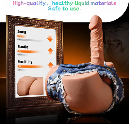 Male Sex Doll for Women with 9.4in Flexible Huge Dildo, 11.7lb Realistic 3D Muscular Male Torso Sex Doll with Tight Anal Butt for Men Gay Couple, Big Penis Female Masturbation Sex Toys for Vagina Play