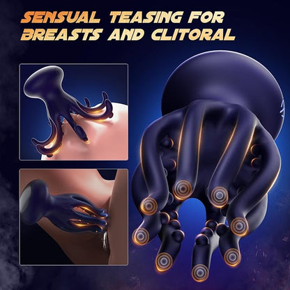 Blue Octopus Vibrator – Waterproof Silicone + ABS, USB Rechargeable, 10 Vibration Modes, Quiet Powerful Unisex Massager
