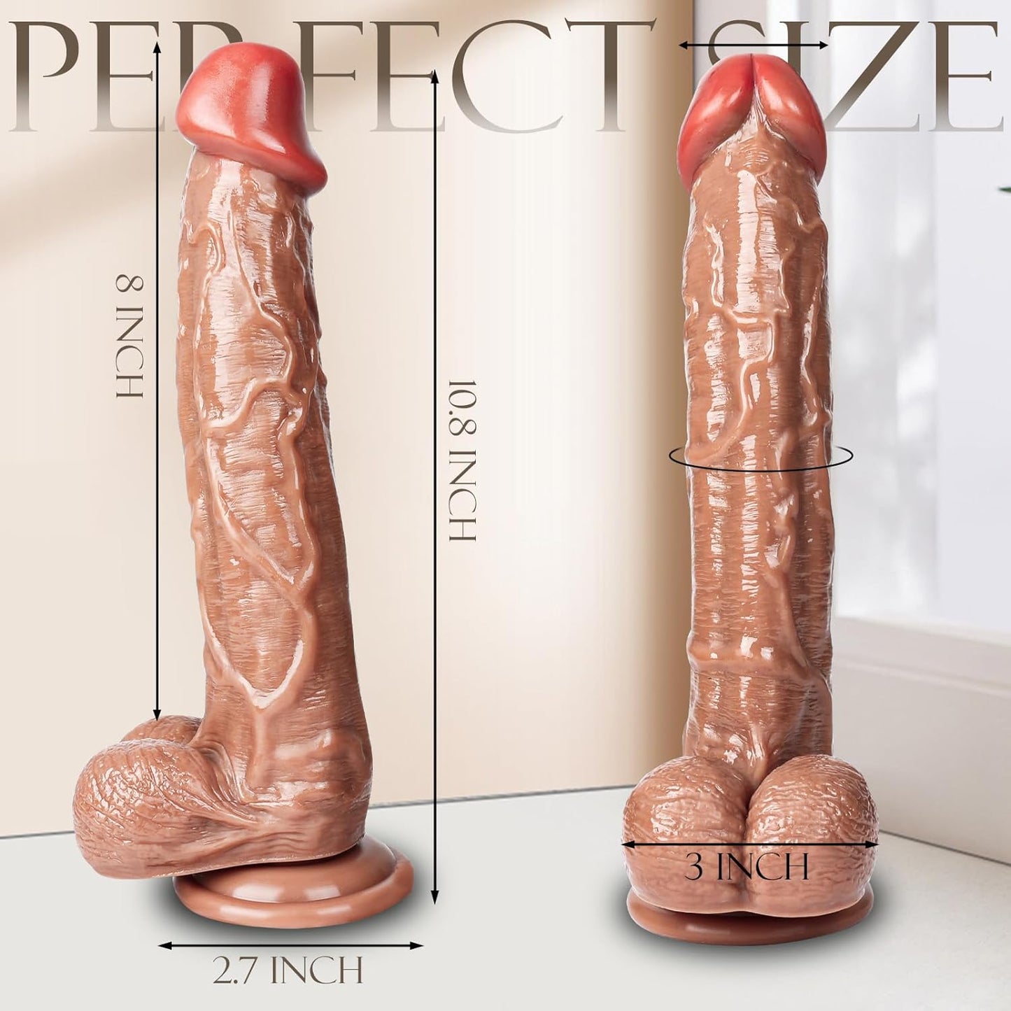 Extra Large Realistic Dildo with Suction Cup Soft Flexible Waterproof 10.8in