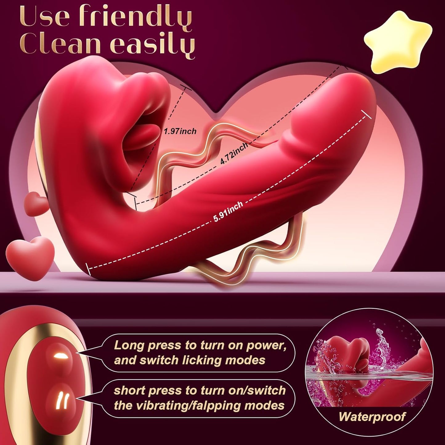 4 in 1 Rechargeable Personal Massager Multi Function 12 Modes Waterproof Silicone