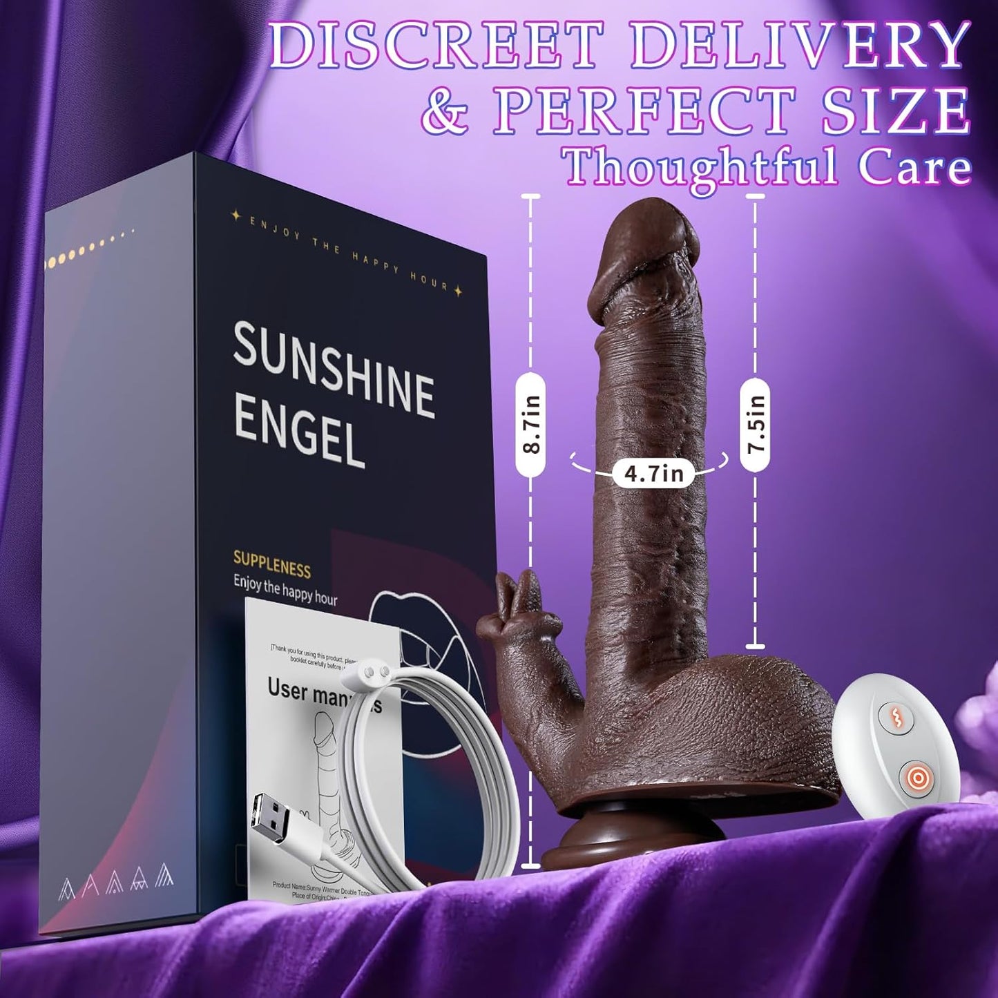 Thrusting Realistic Dildo Sex Toys, Thick Dildo Licking Vibrator with 3 Thrusting & 10 Vibranting & Heating Licking Modes, Realistic Adult Sex Toys with Strong Suction Cup for Women & Couples & Man