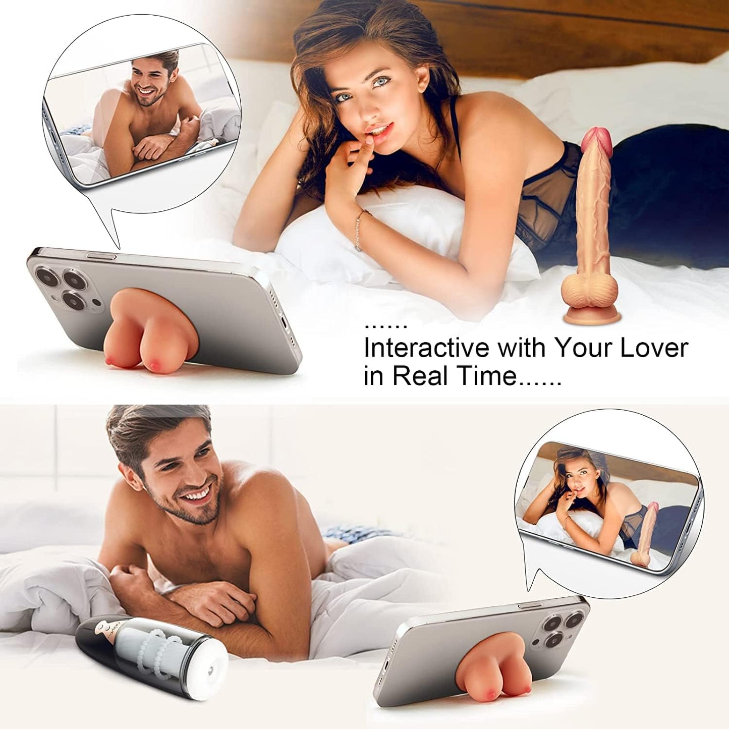 Realistic Dildo 8.5 Inch – Dual Silicone Dildo with Curved Design for G-Spot & Anal Play, Strong Suction Cup Base, Hands-Free Adult Toy for Women, Men & Couples