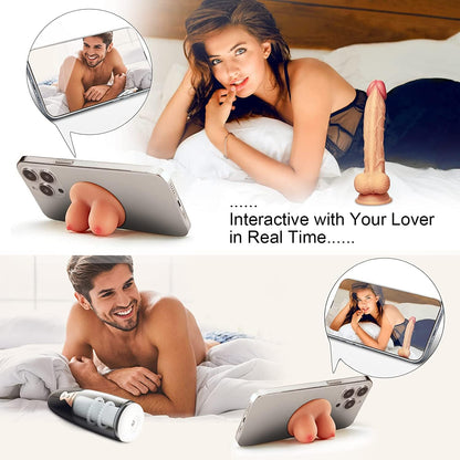 Realistic Dildo 8.5 Inch – Dual Silicone Dildo with Curved Design for G-Spot & Anal Play, Strong Suction Cup Base, Hands-Free Adult Toy for Women, Men & Couples