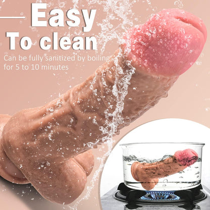 10 Inch Super Big Realistic Dildo Sex Toys for Man Women, Meaty Real Skin Silicone Dildos with Strong Suction Cup Dual Density for G-Spot & Prostate Stimulation, Adult Sex Toy Hands-Free Play