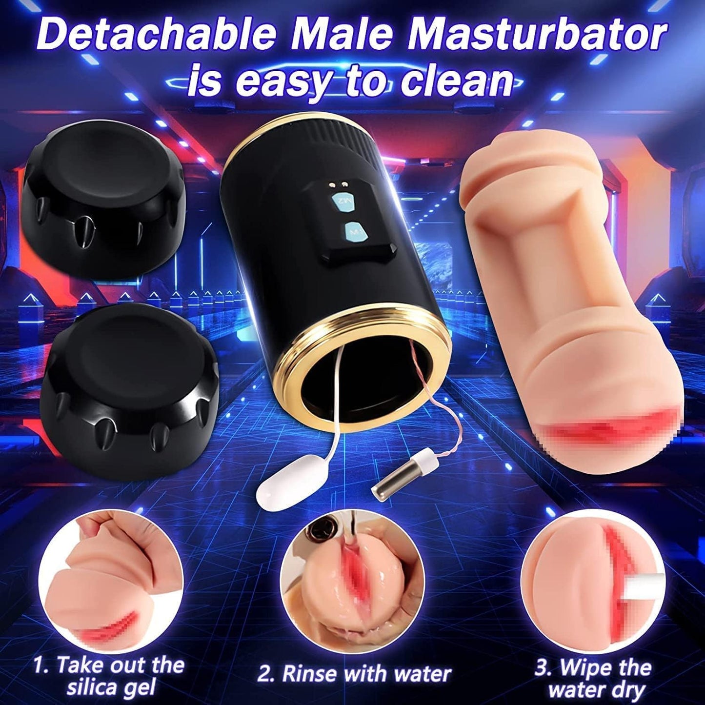 Automatic Male Masturbator Cup USB Rechargeable Vibrating Masturbation Sleeve 10 Modes