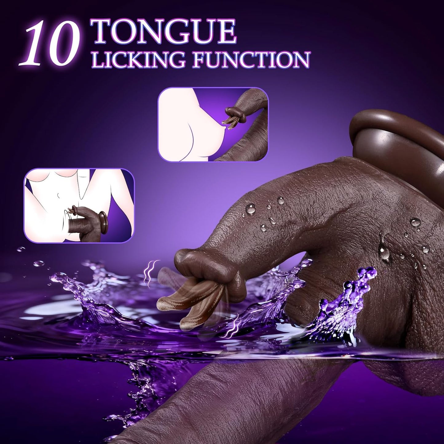 Thrusting Realistic Dildo Sex Toys, Thick Dildo Licking Vibrator with 3 Thrusting & 10 Vibranting & Heating Licking Modes, Realistic Adult Sex Toys with Strong Suction Cup for Women & Couples & Man