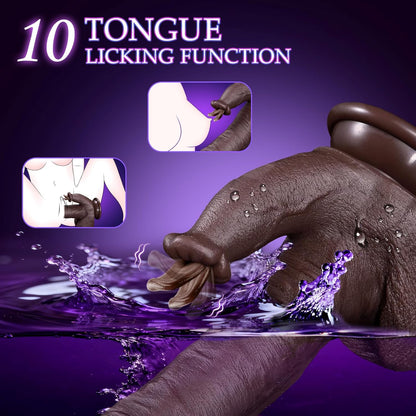 Thrusting Realistic Dildo Sex Toys, Thick Dildo Licking Vibrator with 3 Thrusting & 10 Vibranting & Heating Licking Modes, Realistic Adult Sex Toys with Strong Suction Cup for Women & Couples & Man