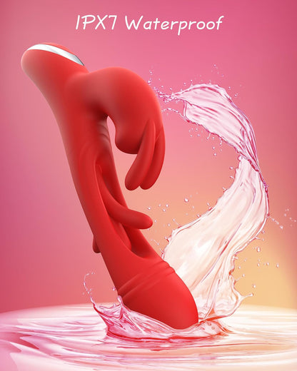Thrusting Rabbit Vibrator G Spot Sex Toys, Waterproof & Rechargeable Realistic Silicone Dildo Vibrator with 3 Thrusting & 10 Vibrating Modes, Thick Pink Dildo for Women, Clit Stimulator