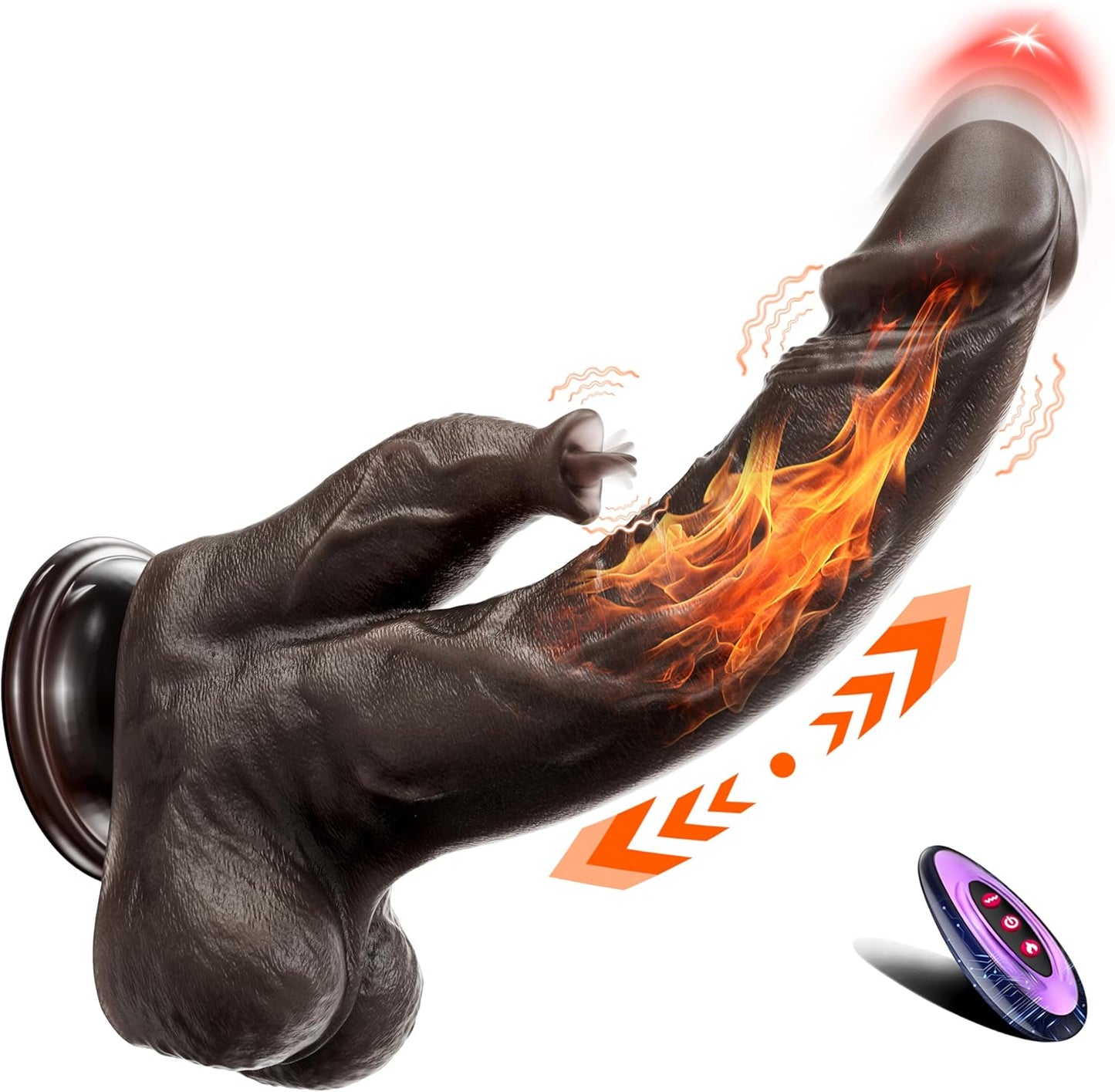 Thrusting Realistic Dildo Sex Toys, Thick Dildo Licking Vibrator with 3 Thrusting & 10 Vibranting & Heating Licking Modes, Realistic Adult Sex Toys with Strong Suction Cup for Women & Couples & Man
